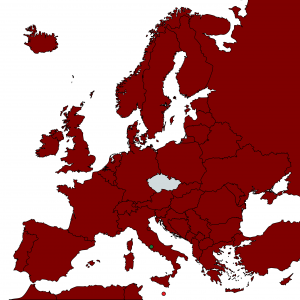 Mapa seznam zemí podle míry rizika nákazy covid-19 od 28 02 2022